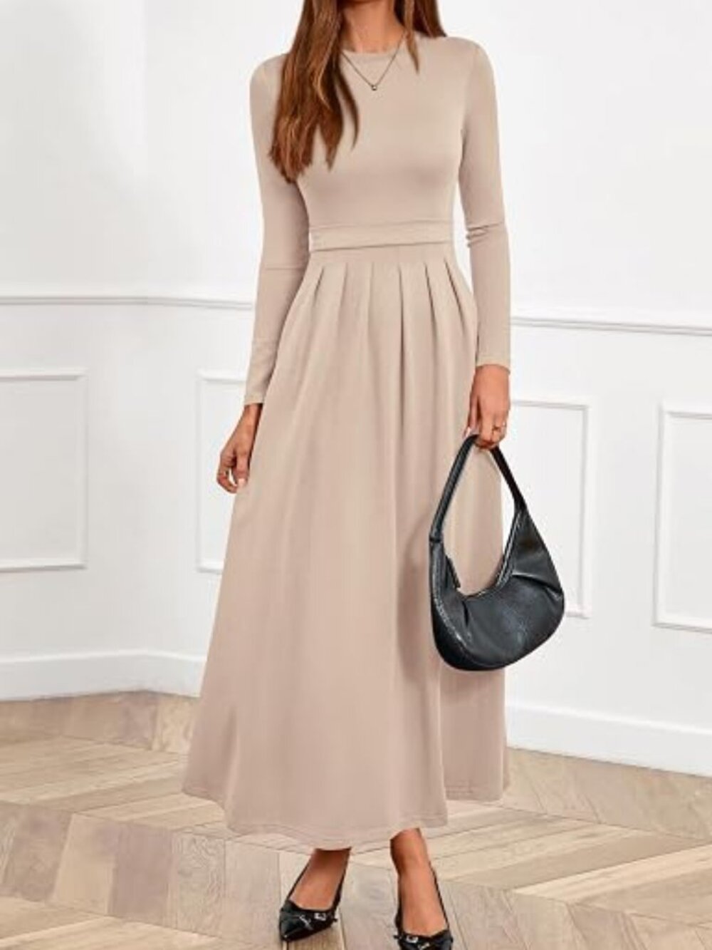 BTFBM Long Sleeve Dress for Women Spring Clothes 2026 Pockets Business Casual Pl